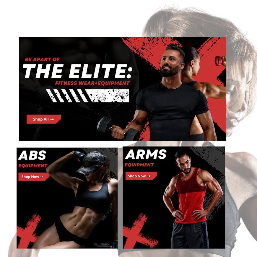 Red/Black Workout Premade Banners